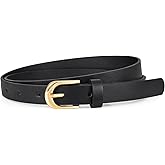 WHIPPY Women's Skinny Leather Belt for Jeans Dress Pants Fashion Ladies Thin Waist Belt with Gold Buckle