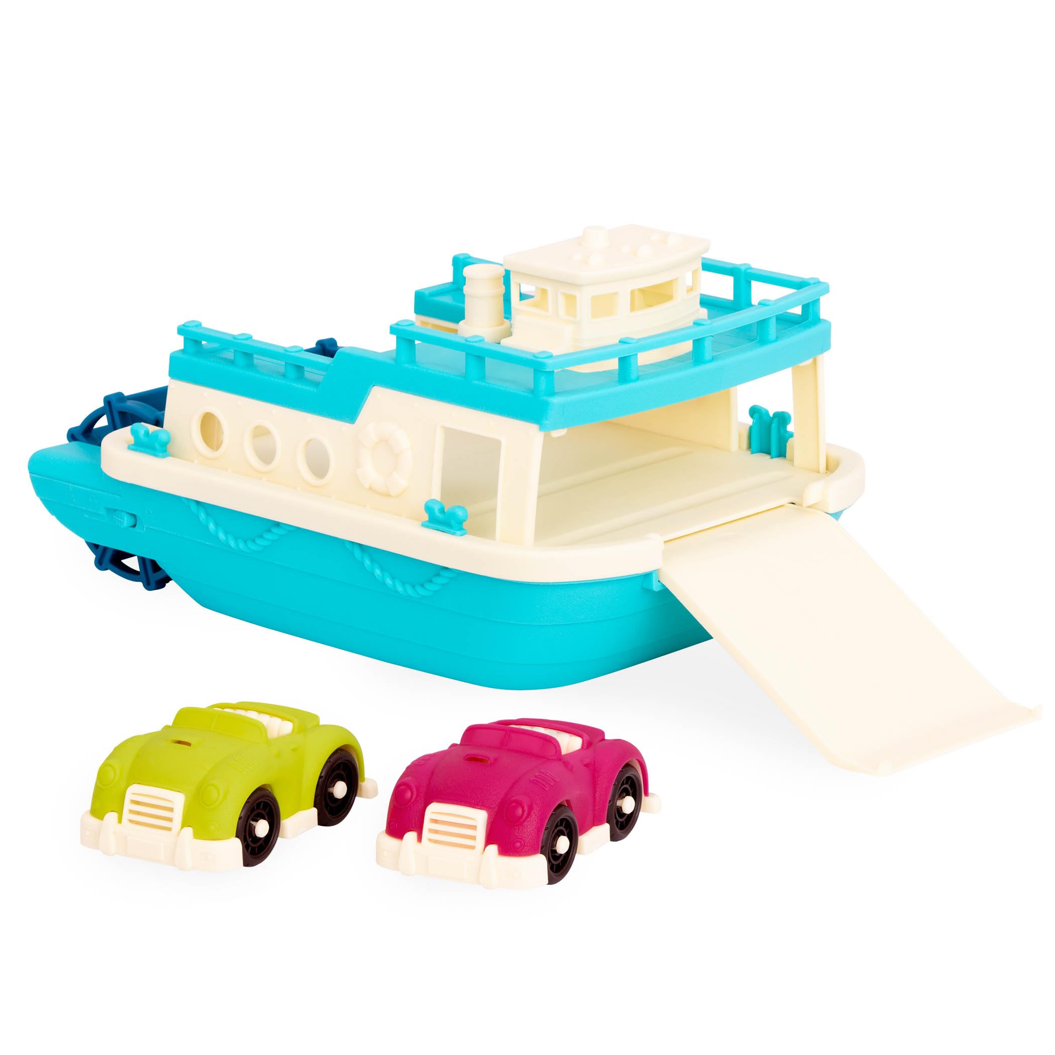B. toys – Toy Ferry Boat – 2 Mini Cars – Toy Boat with Movable Parts – Bath Toys for Toddlers, Kids – 12+ Months – Happy Cruisers – Ferry Boat