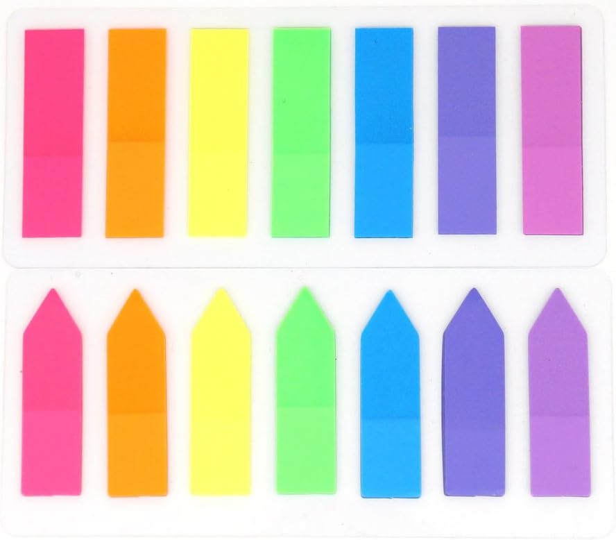 PrettyFNT 2 Pack Page Marker, Neon Page Marker Colored Index Tabs Flags, Bright Rainbow Colors, Fluorescent Sticky Note for Page Marker, 280 Pieces