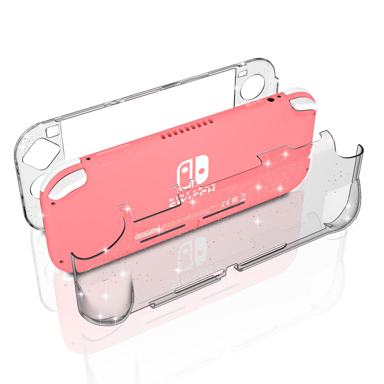 NANANINO Clear Glitter Nintendo Switch Lite Case Protector – Clear Switch Lite Case, Slim Fit Switch Lite Cover, Shockproof, Anti-Slip Grip