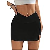 Milumia Women's Side Slit Bodycon Micro Mini Skirt with Shorts Y2K High Waist Crossover Skort