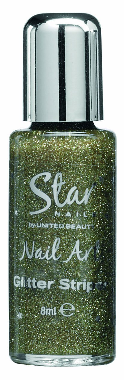 Star Nails Gold Glitter Striper