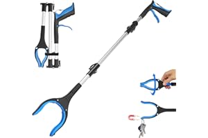 REWKCY Grabber Reacher Tool 36 Inch, Heavy Duty Foldable Grabber with Anti-Slip 360° Rotating Jaw, Magnetic Tip for Seniors, Reacher Grabber Pickup Tool for Elderly After Surgery Recovery