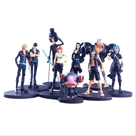 Amazon Co Jp 9ピース黒服ワンピーススーパールフィ ロロノア ゾロ トニー トニー チョッパー ナミ ニコ ロビンアニメモデルフィギュア ホーム キッチン