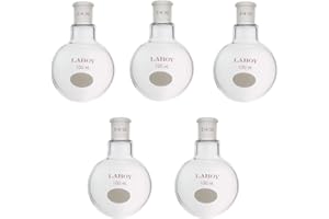 Laboy Glass 100mL Round Bottom Boiling Flask, Single Neck Heavy Wall Borosilicate with 14/20 Joint – Heating, Reaction & Receiving Flask for Organic Chemistry Lab Use(Pack of 5)