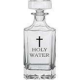 Rogue River Tactical Funny Joke Holy Water Sarcastic Whiskey Decanter With Glass Stopper Custom Gift For Men Dad Veteran Father's Day