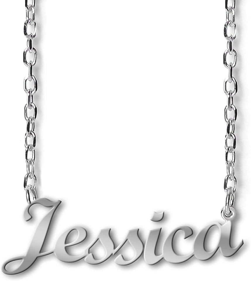 NOMISSIMO G03 925 Sterling Silver Rhodium-Plated nonallergenic Necklace with Name Jessica. Made in Italy.