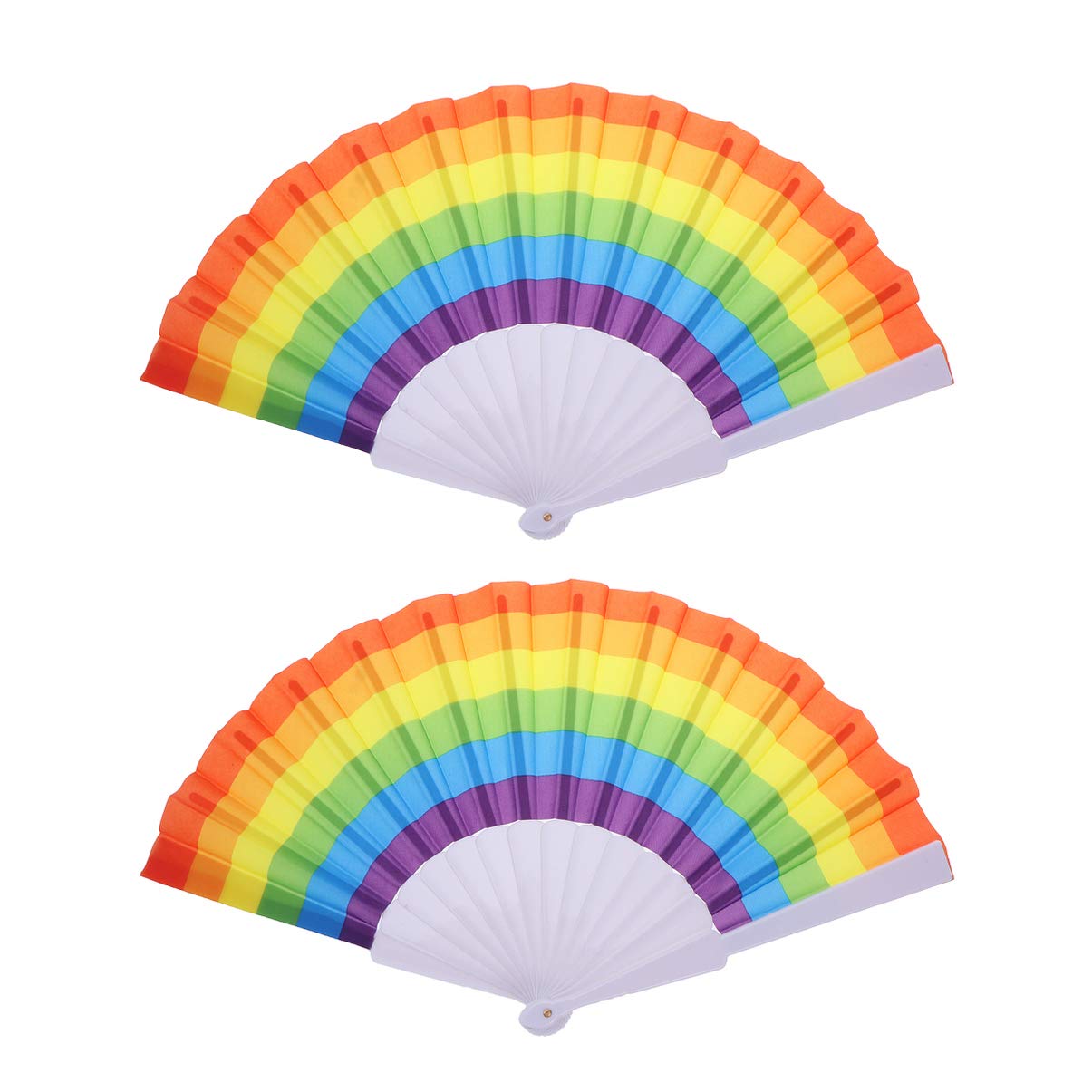 Healifty 2pcs Rainbow Gay LGBT Folding Hand Fan Handheld Fans for Event Music Festival Rave Parade Circuit Party Birthday Party