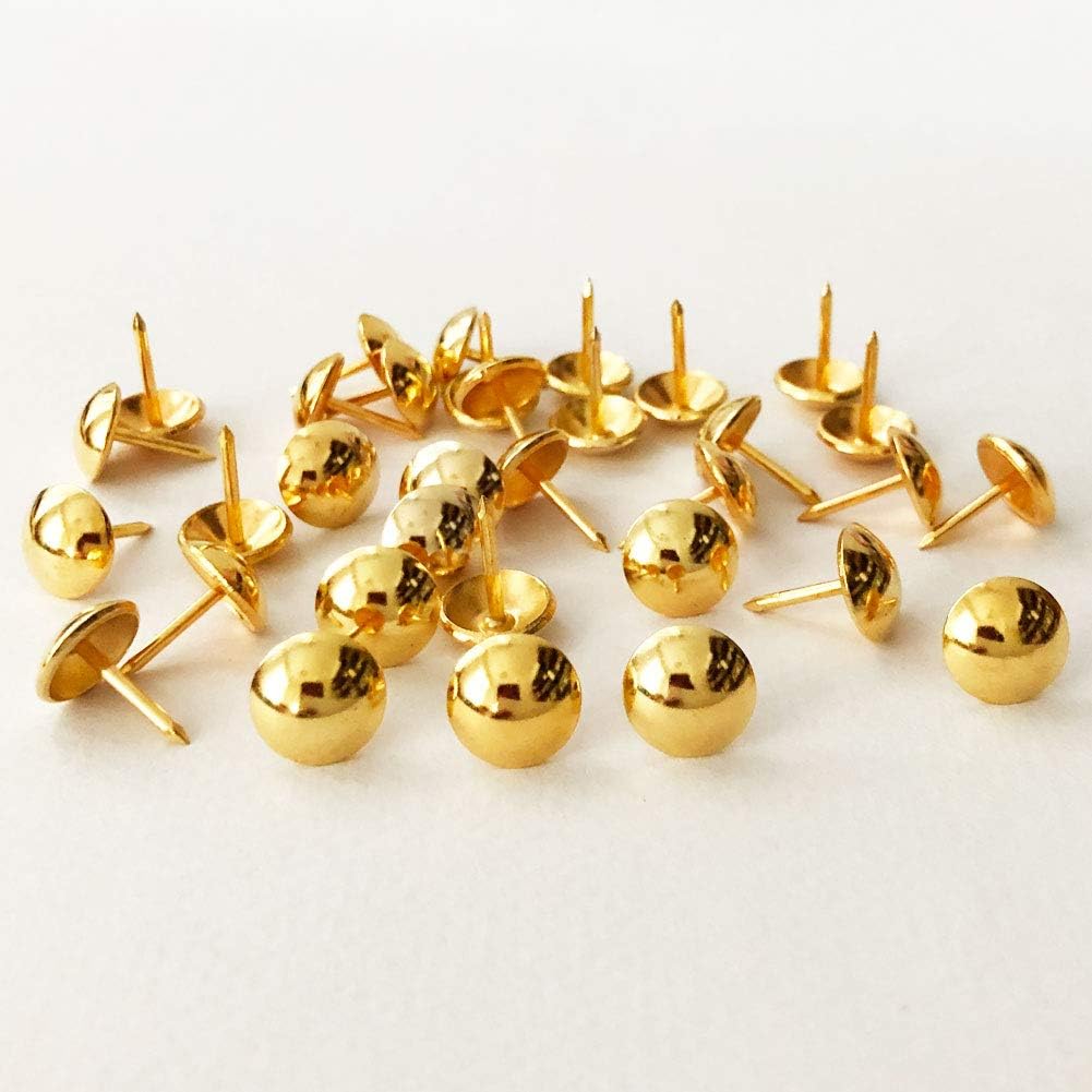 Let's Decorate 500pcs a lot: D11mmxL17mm Gold Color Sofa Upholstery Tacks Wooden Furniture Decorative Tacks Hobnail Thumb Nails Home DIY Upholstery Nails (Gold)