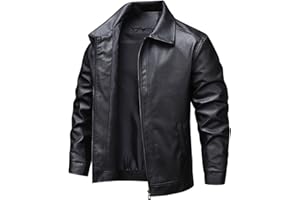 oelaio Men's Leather Jackets Lapel Collar Slim Fit Outwear Casual Coats PU Leather Outdoor Vintage Fashion Outerwear 2025