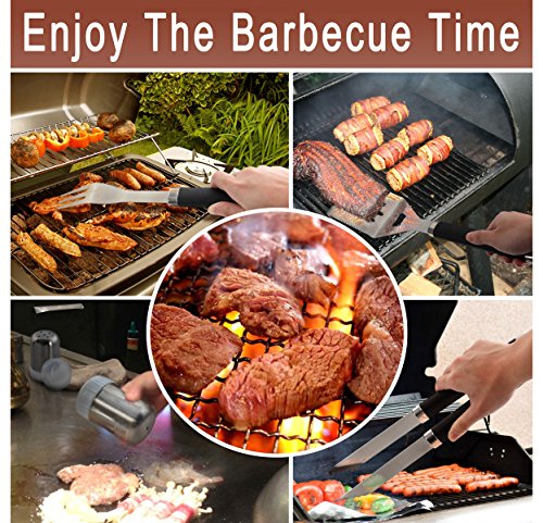 Grilljoy 7PCS BBQ Grill Tools Set, Heavy Duty Stainless Steel Accessories with Apron Storage Bag, Complete Outdoor Grilling Kit for Dad, Birthday Gift for Man