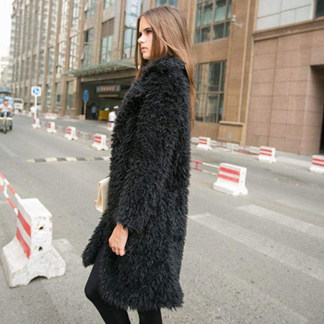 Kaimu Women Fuzzy Fleece Jacket Open Front Cardigan Warm Winter Coat Outwear
