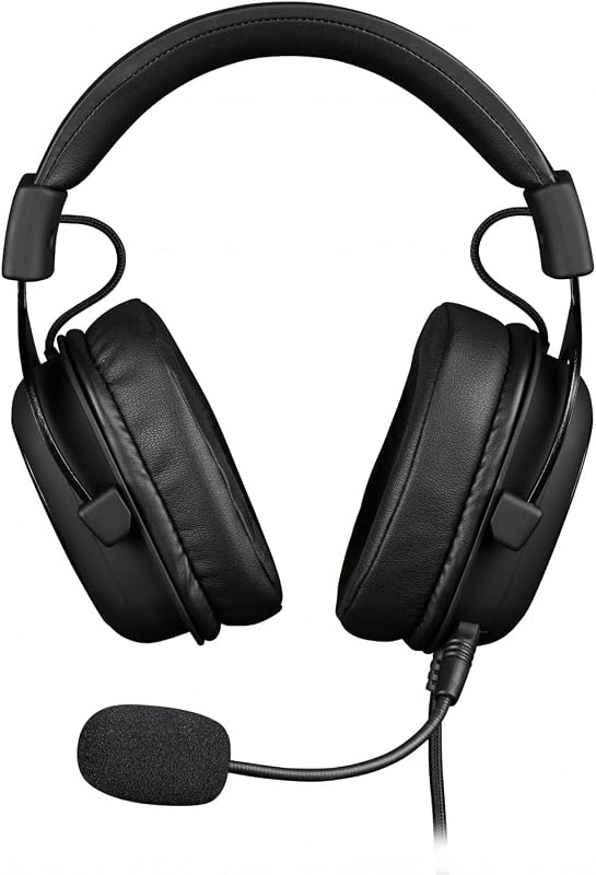 Drakkar Auriculares para Juegos con Cable Bodhran para PC - Altavoces de 53 mm - Micrófono Desmontable - Cable de 2,5 m - Negro