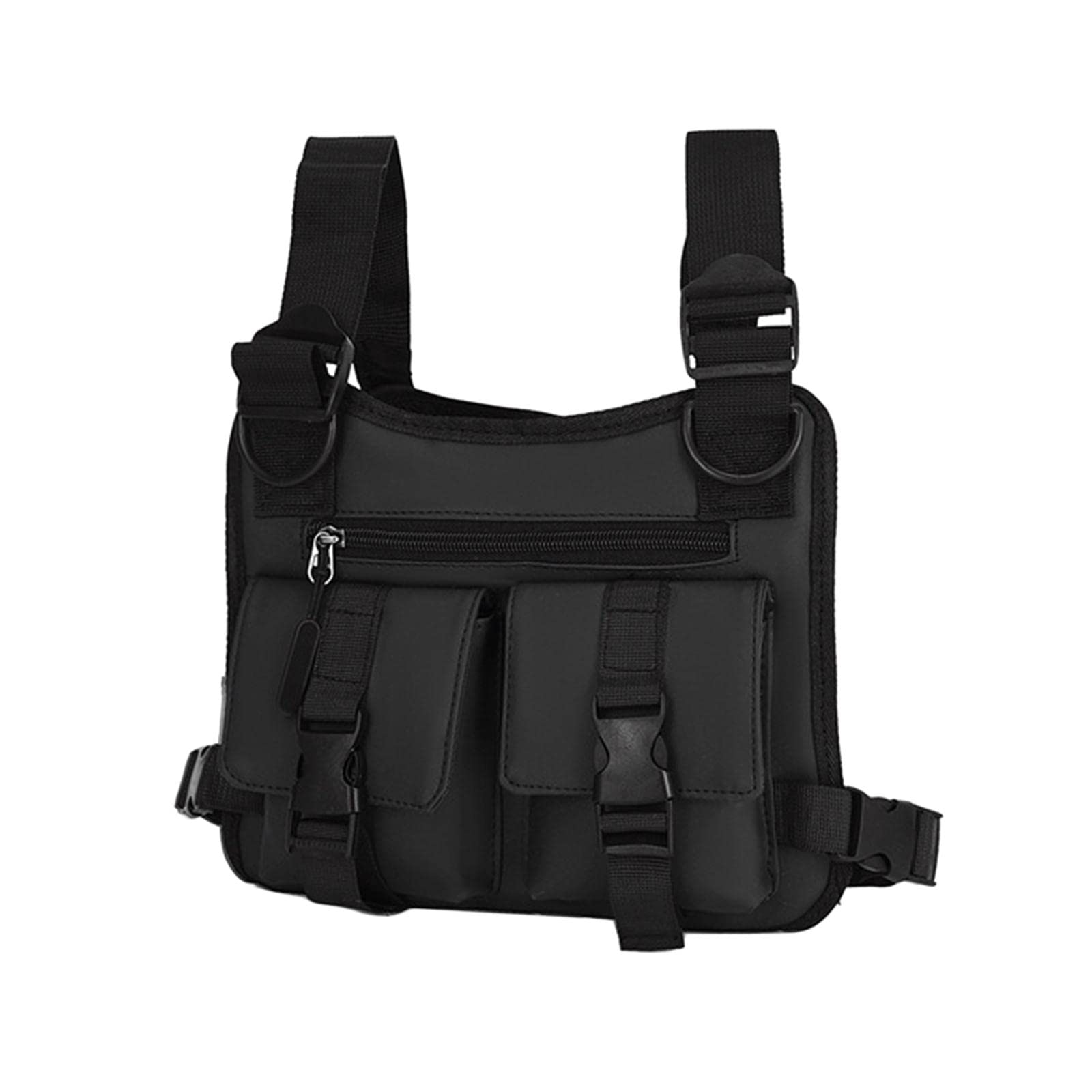 Sharplace Chest Rig Bag Oxford Cloth Pouch Hip Hop Streetwear Adjustable Water Resistant Phone Holder Lightweight Pockets Vest for Men Women Cycling, Black