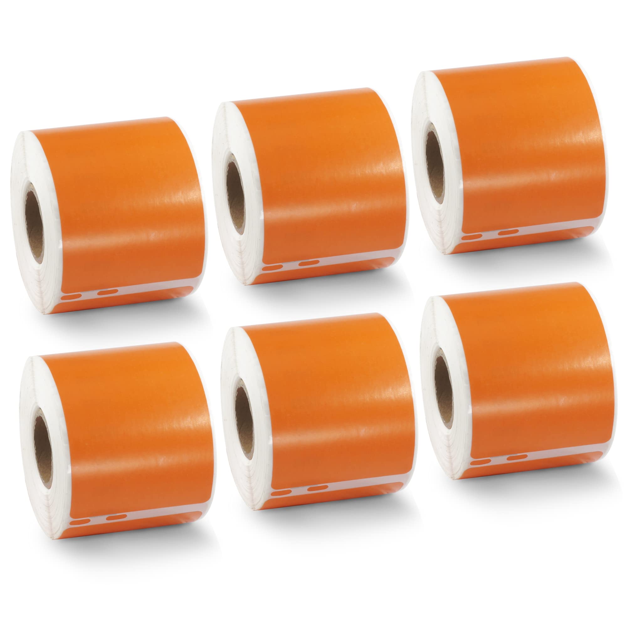 BETCKEY - 6 Rolls Orange Large Shipping/Name Badge Labels Compatible with DYMO 99014(S0722430), 54mm x 101mm, 1440 Colored Labels Compatible with DYMO LabelWriter 450, 4XL, NOT Fit 550 or 5XL
