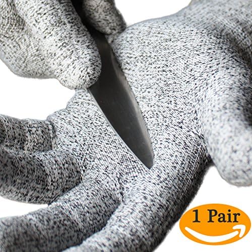 Cut Resistant Gloves, for Knife, Mandoline, Slicer, Grater, Dyneema Gloves, Food Safe, Thin &amp; Breathable, Anti-Static, Cut Proof Gloves, Level 5 Cut Protection, CE EN388, 1 par, Size Large