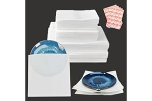 Hijelyn Foam Pouches & Sheets for Moving 150 Pcs Dish Packing Kit with 50 Fragile Stickers, 5 Sizes Cushion Foam Wrap for Glass & China, Plate Protector Kitchen Moving Kit Pack Supplies for Shipping