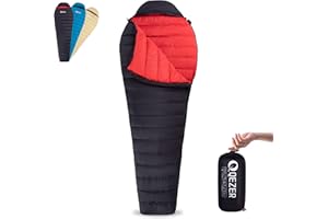 QEZER Ultralight Down Sleeping Bag for Adults with 600 Fill Power, Compact Sleeping Bag for Backpacking, Hiking and Camping