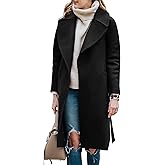 BZB Women's Trench Coat Long Wool Blend Pea Coat Winter Casual Overcoat Notched Lapel Collar Belted Long Jacket Outerwear