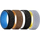 King Will Silicone Wedding Rings For Men, 4 Pack Rubber Wedding Bands with Celtic Knot Pattern, 8mm Wide 2.2mm Thick, Comfort Fit Size 10