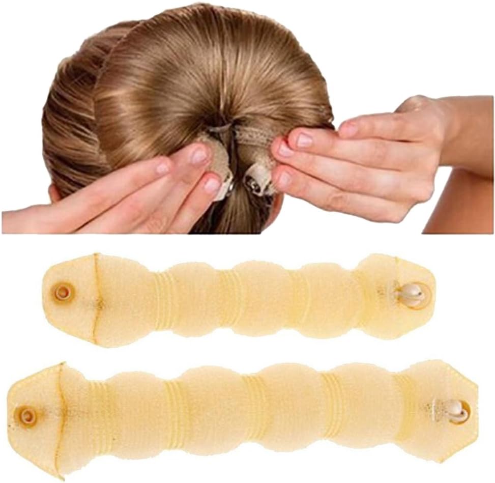 Profushion Circle 2Pcs/Set Quick Hair Bun Maker Holder Twist Hair Styling Accessories (Beige)