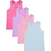 SATINIOR 4 Pieces Girls Dance Tank Tops Racerback Crop Tops Sleeveless Dance Clothes for Girls Gymnastics