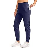 SANTINY Women's Fleece Lined Joggers Water Resistant High Waisted Thermal Sweatpants Winter Pants Hiking Running Pockets