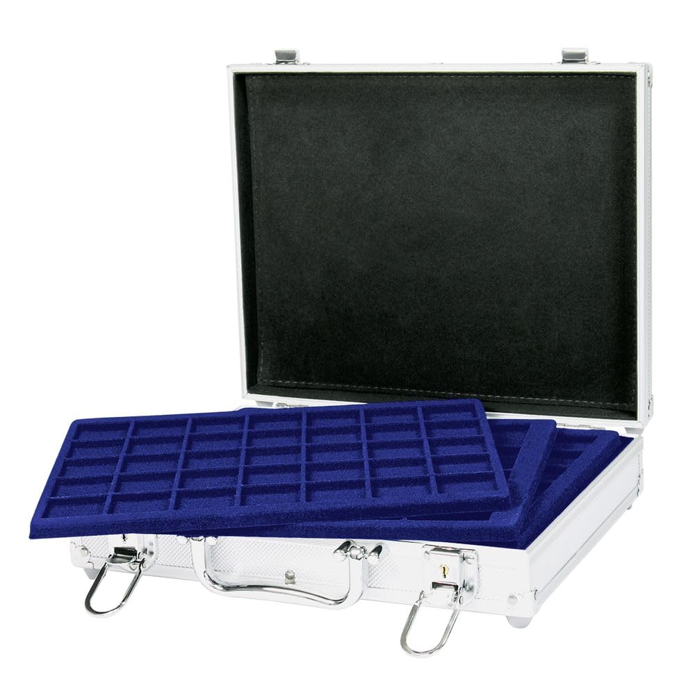 LINDNER Das Original Aluminium coin case for 210 coins/coin capsules up to 36 mm in diameter, e.g. for German 20 Euro or 10 Euro silver coins or 2 Euro coins in coin capsules