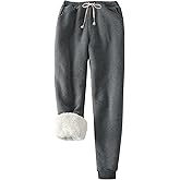 PEHMEA Women's Sherpa Lined Sweatpants Winter Warm, Fleece Joggers for Athletic Lounge