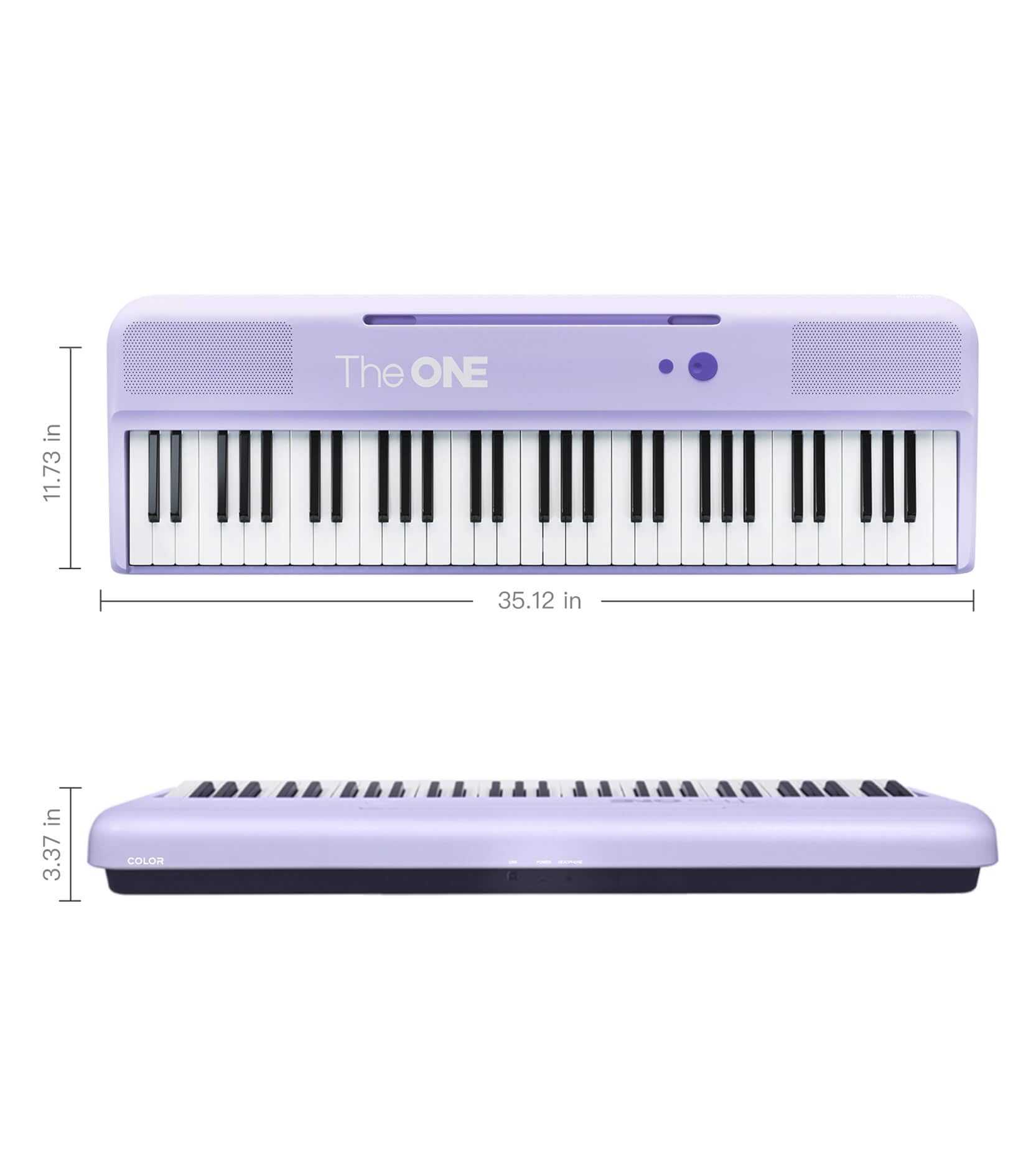 The ONE Smart Keyboard COLOR Teclado de piano con 61 teclas iluminadas, piano eléctrico para principiantes con 256 tonos, 64 polifonía, luces LED integradas y aplicaciones, compatible con USB MIDI/auriculares (púrpura)