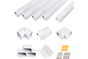 LyPrem 5" 17Ft Air Conditioner Decorative PVC Line Set Cover Kit for Mini Split and Central Air Conditioner & Heat Pump Line Set Cove Kit Decorative Tubing Cover（White）