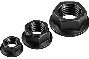 Metal Spacers Online M6 x 1.0 Flange Nut – 25 Pack Black Zinc Steel, Grade 10.9 Nut with 10mm Drive – Corrosion Resistant Hardware Nuts for Automotive, Construction & DIY