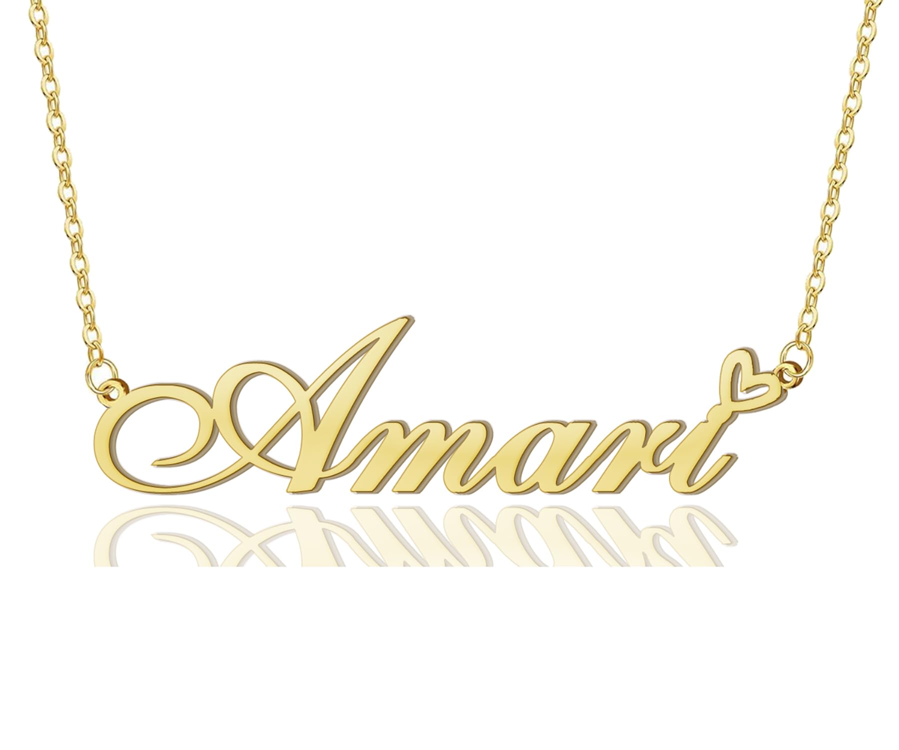 Amari Heart Name Necklace 18k Gold Plated Stainless