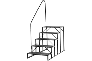 ZBPRESS RV Steps with Handrail,5 Steps Hot Tub Steps with Handrail, RV Stairs,Mobile Home Steps (5 Steps with 1 handrail)