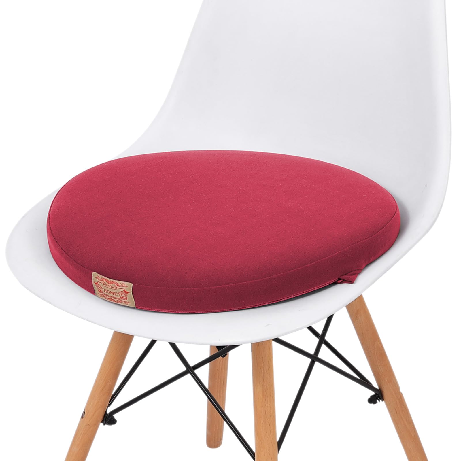 Photo 1 of Shinnwa Round Chair Cushion, Molded Memory Foam Round Seat Cushion with Silicone Non-Slip Backing and Washable Cover, 16x16x2in, Red