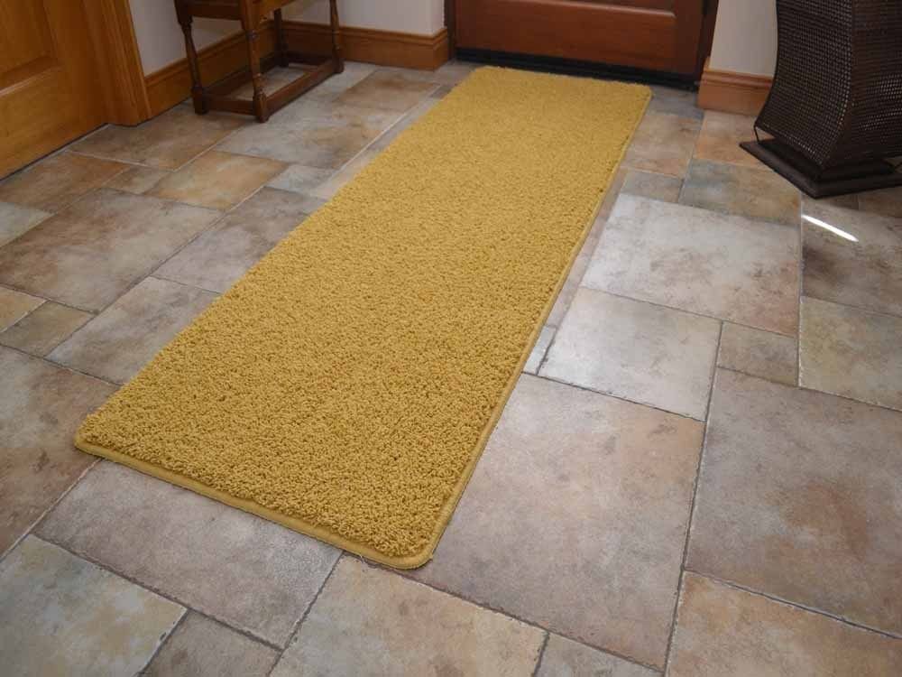 Gold Ochre Machine Washable Thick Soft Shaggy Rug. Available in 8 Sizes
