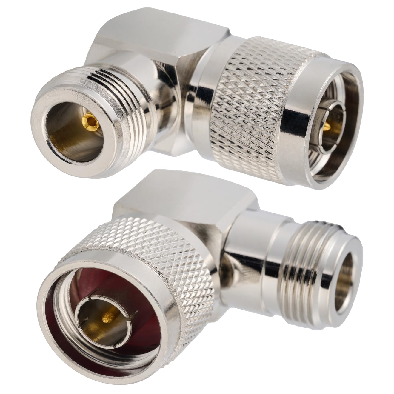 Vecys 2PCS N Connector Adapter N Type Male to N Type Female Right Angle Coax Cable Adapter 50 Ohm for CB Radio WiFi Antenna