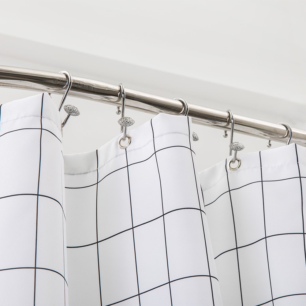 Aimjerry Hotel Quality White Striped Mold Resistant Fabric Shower Curtain for Bathroom,Water