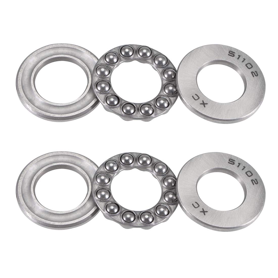 Sourcingmap 15mmx28mmx9mm Single Row Thrust Ball Bearing 51102 2pcs