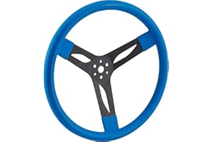 Speedway Motors Performance 15 Inch 3-Spoke Steel Steering Wheel, 2.75" Dish, Cushioned Grip, 3-Bolt Fit, Powder-Coated Blue, No Horn Button Included, Sold Individually