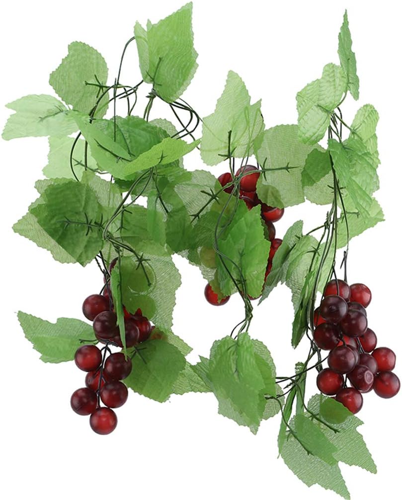 Yunzee Artificial Fruit Vines with Greenery Ivy Leaves Hanging Plants and Fruits for Home Garden Courtyard Decoration,Large Grape Vines (2 Pieces)