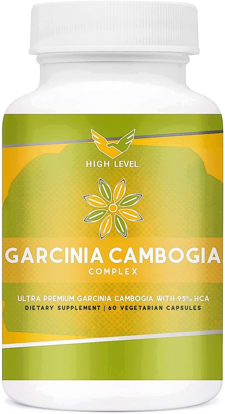 High Level Ultra Premium Garcinia Cambogia Complex | 95% HCA | 60 Vegetarian Capsules | 100% Pure | Natural Weight Loss Diet Pills | Fat Burner | Curbs Appetite | Best Absorption | Made in USA