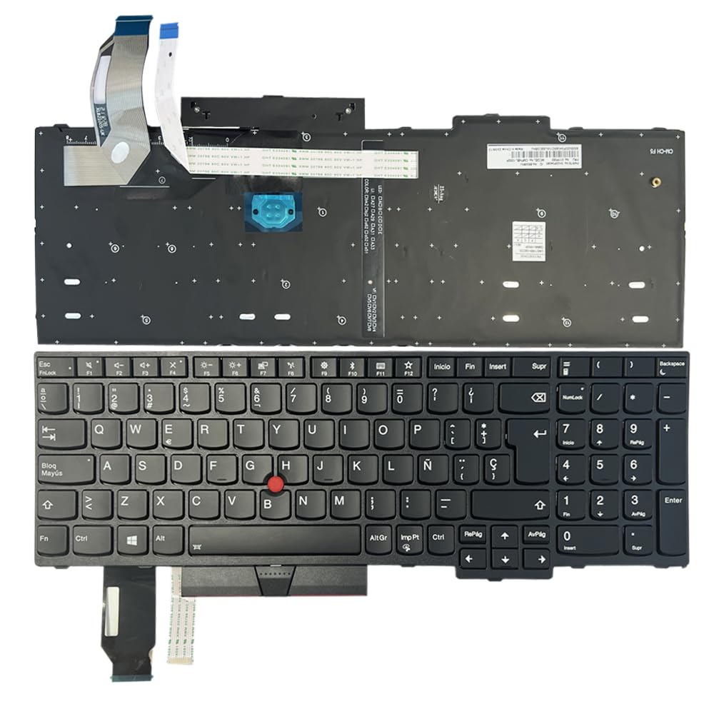 Gintai Spanish Keyboard Backlit for Lenovo Thinkpad E580, E585, E590, E595, L580, L590, T590, P52, P72 01YP560 01YP640 01YP720 SN20P34095 PK131676100 Keyboard Backlit Laptop