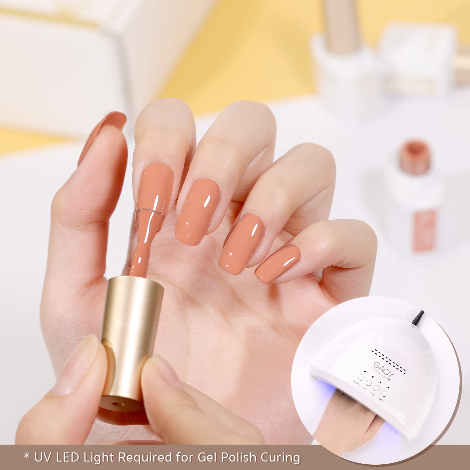 GAOY 23 Pcs Gel Nail Polish Set, Fall Brown Red Green Glitter Colors, UV Light Cure Gel Nail Kit with Glossy & Matte Top Coat and Base Coat for Salon and DIY Manicure at Home - Image 6