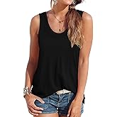 Smile Fish Women Scoop Neck Flowy Loose Fit Tank Top Sleeveless Summer Tops Shirts
