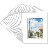 Prudiut 15 Pack 20x16 White Picture Mats, Frame Mattes for 11x14 Pictures Display Photo Frame Mat Core Bevel Cut Mat Board Show Kit for Photos, Prints, Artworks