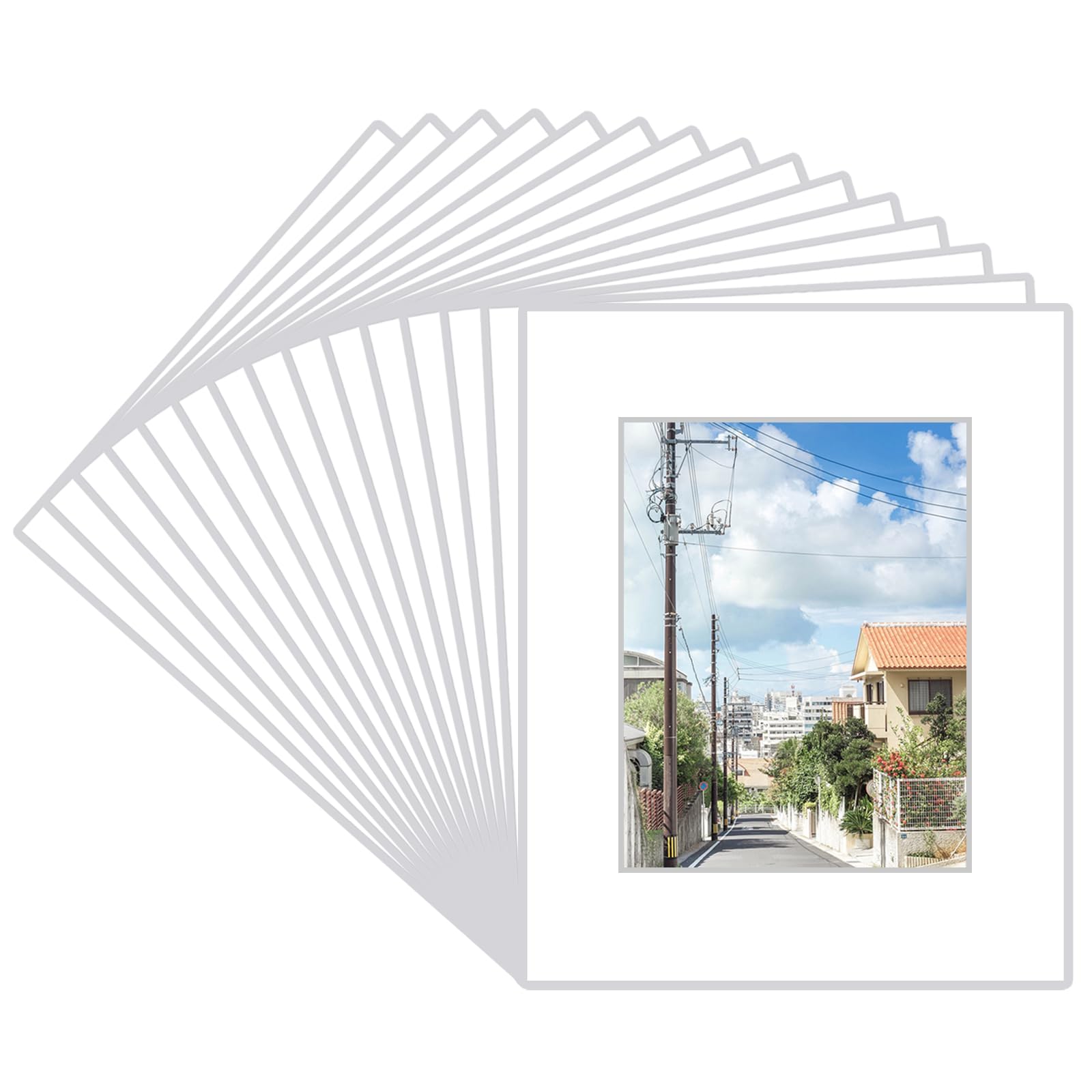 Photo 1 of 15 Pack 20x16 White Picture Mats, Frame Mattes for 11x14 Pictures Display Photo Frame Mat Core Bevel Cut Mat Board Show Kit for Photos, Prints, Artworks