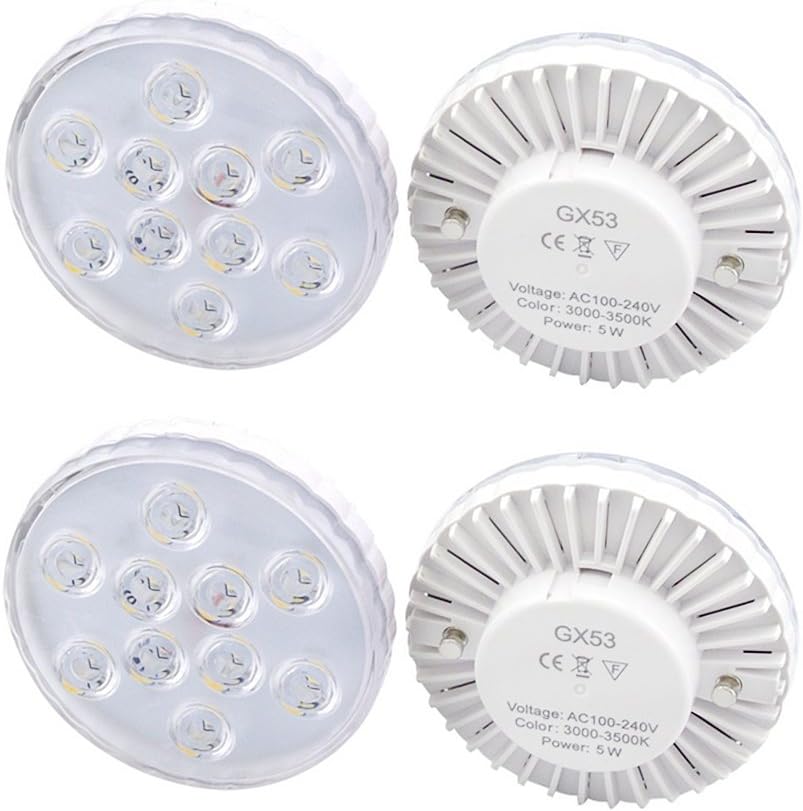 Bonlux LED Gx53 Under Cabinet Lights 5 Watts Warm White LED Gx53 Puck Light for Cabinet, Showcase, Exhibition, Shop Showroom Lighting(Pack of 4)