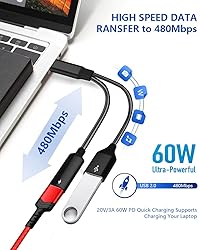 USB C OTG Adapter with Power, USB Type C Splitter