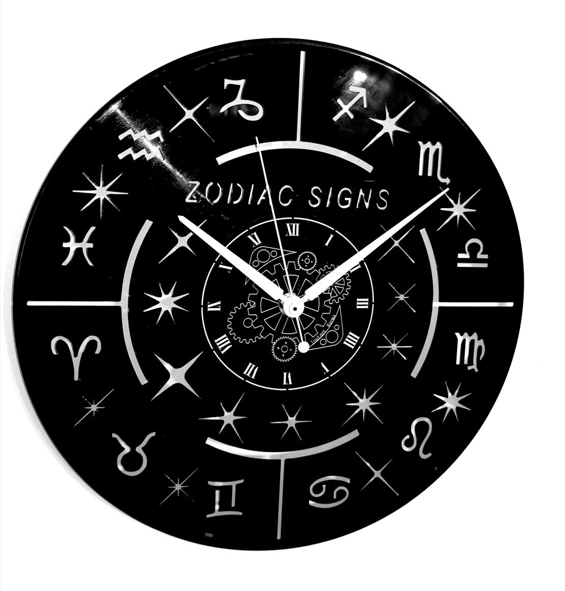 Instant Karma Clocks Vinyl Wall Clock Zodiac Signs Astronomical Astronomy Stars, Black